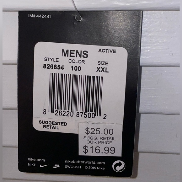 Men's 2XL Nike White Athletic Cut Tee with Red and Gray Checkmark Logo - Tags On - Picture 5 of 5